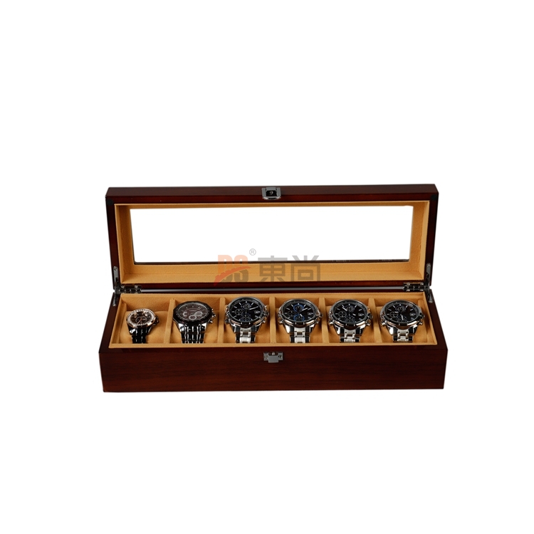 DSO-1001木制手工制作的豪華玻璃窗手表盒 6隻手表聖誕男士禮品盒