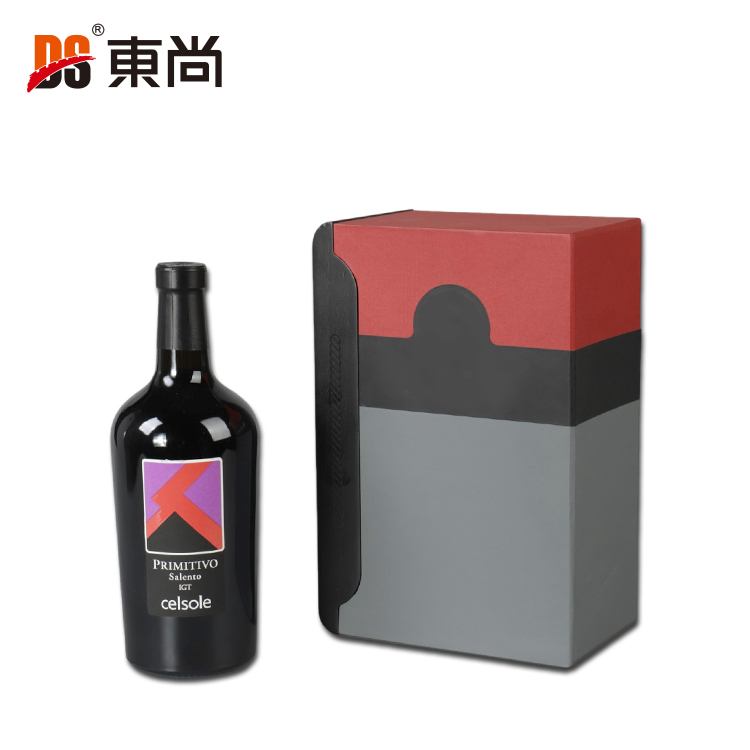  DSW-1006抽拉式定制黑色磁性木制葡萄酒套裝包裝盒